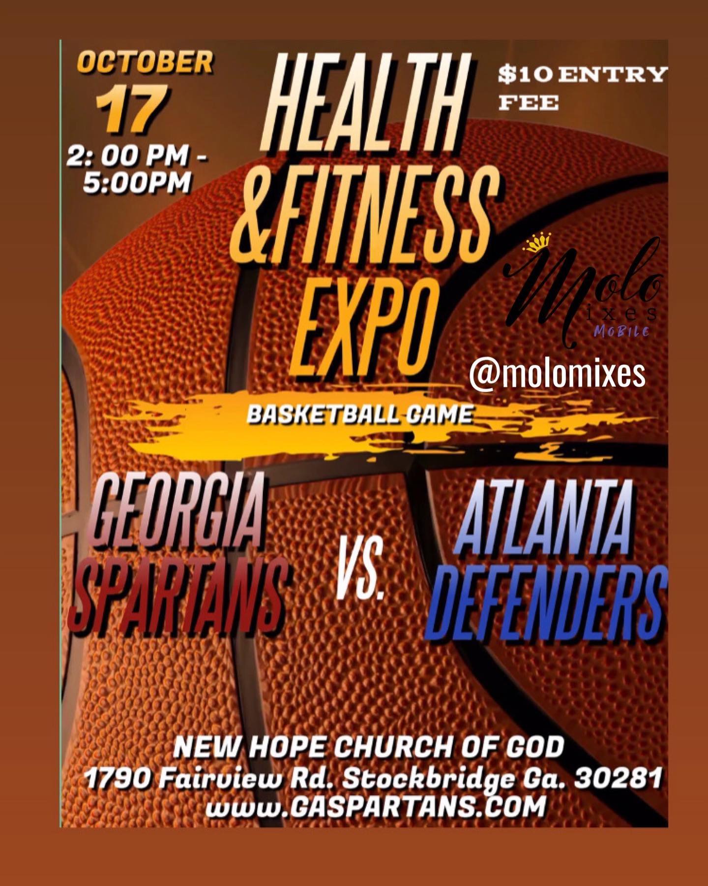 Oct. 17 2pm to 5pm Health&Fitness Expo Basketball Game. @molomixes will be vending !! New Hope Church of God 1790 Fairview Rd.